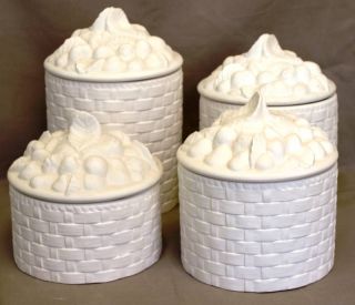   Bisque Strawberry Canister Set Duncan 000 U Paint Ready To Paint