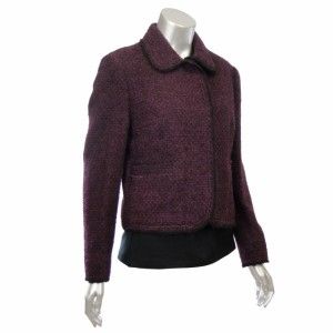 DKNY Donna Karan NY Purple Wool Tweed Jacket Coat 10