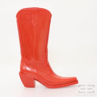 Donald J Pliner Ferrari Red Rubber Western Boots Size 8