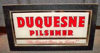 Duquesne Pilsener Beer Mirrored Advertising Sign 1950s 60s Pittsburg
