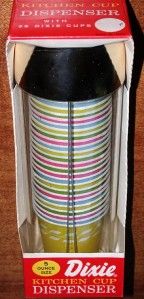 Vintage 1960s Dixie Kitchen Cup Dispenser w 35 5oz Cups