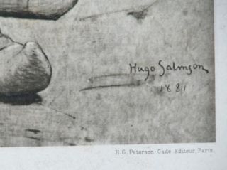ANTIQUE PRINT HELIOGRAVURE DUJARDIN HUGO SALMSON 1881 H.G. PETERSEN