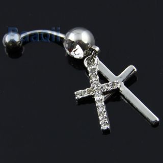 Stainless Steel Double Cross Dangle Piercing Belly Barbell Navel Ring
