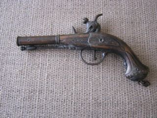  Cap Pistol Gun Marked Eagle Ornate Design Flint Lock Nice
