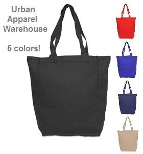  5 Tote Bags Heavy Thick Canvas Colors Grocery Lot