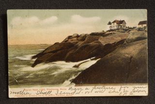1906 Heron Neck Light Lighthouse Vinalhaven ME Knox Co Postcard Maine