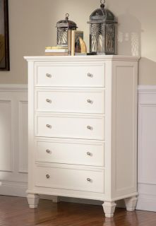 White Tall 5 Drawer Dresser Chest C201305