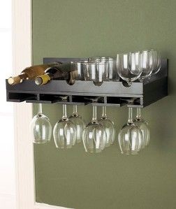  Wall Wine Bottle and Wine Glass Rack Space Saver Organizer