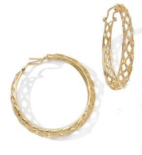 Ramona Singer 1 43ct Diamond Yellow Vermeil Basket Weave Hoop Earrings