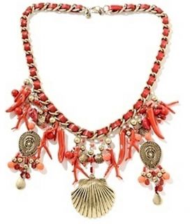  Ranjana Khan Simulated Coral 28 Drop Necklace ( Red Coral Color) $159