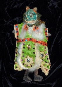 Antique Asian Evil Spirit Ogre Dragon Puppet Head Doll
