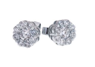 00 Carat Diamond 14k White Gold Flower Cluster Stud Earrings (VS1 G)