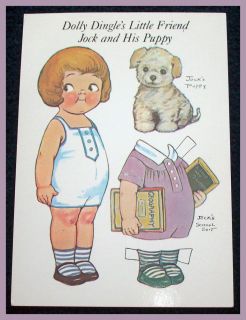  Dingle Jock Puppy Paper Doll Postcard Grace G Drayton 1985 New