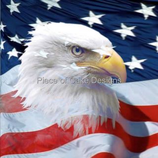 US Flag Bald Eagle Edible Image Icing Cake Cupcaketopper Look