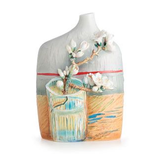  Gogh Blossoming Almond Branch in A Glass Medium Vase FZ02683