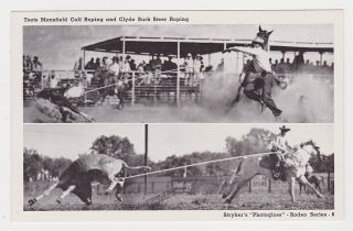  Rodeo Western postcard Toots Mansfield Calf Roping Clyde Burk STRYKER