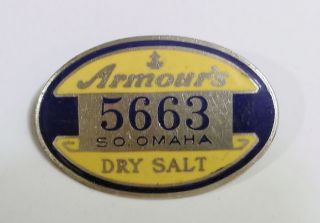 RARE Enamel Armours Dry Salt Meat Packing Plant Employee Badge South
