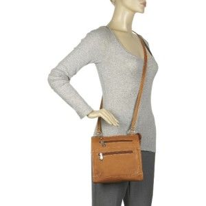 le donne leather front zip pocket shoulder bag