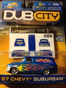 Dub City 57 Chevy Suburban Collector 088 Jada Toys Blue w Flames 1 64