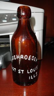 East St Louis IL ILLINOIS Amber Colored Soda Blob top Hutch bottle