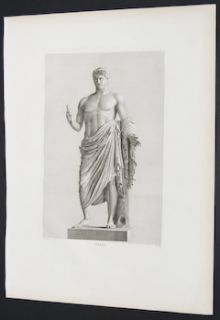 Aine 1829 Folio Antique Statue Engraving Nero 74