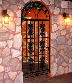Custom Grapevine Iron Wine Cellar Door or Gate with Hinges, Latch and