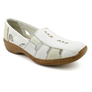 Used Rieker Doris Womens Size 8.5 White Leather Flats Shoes