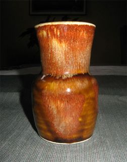 Hand Turned Dryden Original Pottery 3.5 Vase, Brown with Multicolor