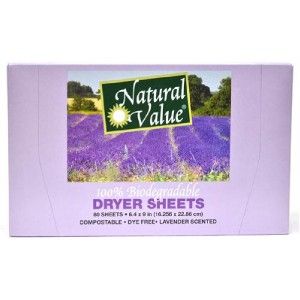  Ct Natural Value Fabric Softener Dryer Sheets Lavender Scented