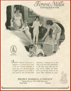 rare 1923 brown durrell forest mills underwear ad