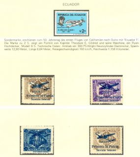 Aviation Plane Airmail Luchtvaart Ecuador 5 Stamps MNH VF