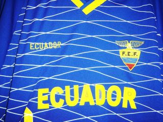 Vtg Ecuador Soccer Jersey F E F Football Shirt World Cup Sewn Logo