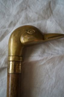 Nice Vintage Brass Duck Head 3 Piece Walking Stick Cane 35