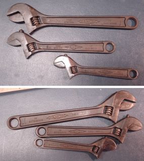  Opening Adjustable Wrenches, 6, 8 & 10   Duluth Minn.   Made in USA
