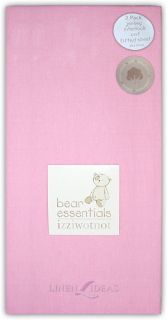  Essentials 2 Pack Cotton Jersey Interlock Cot Pink Fitted Sheet