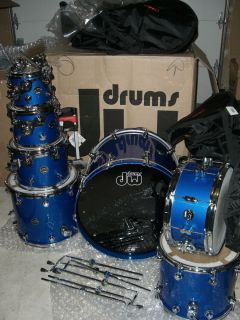DW Drum Set Performance Maple 7pc Sapphire Blue Metallic w Cases