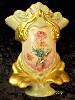 Dwight Morris Porcelain Hand Painted Fan Vase Mums Ring