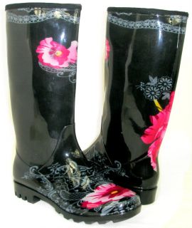 Cute Comfy Galoshes Wellies Rubber Rain Boots Multi