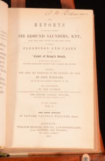  3vol The Reports of Edmund Saunders Charles II Edward Vaughan Williams