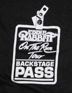 1982 Eddie Rabbitt Concert T shirt On The Run Tour Backstage Pass