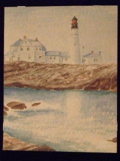 1927 Edward Hopper Original Maine Lighthouse Watercolor Signed