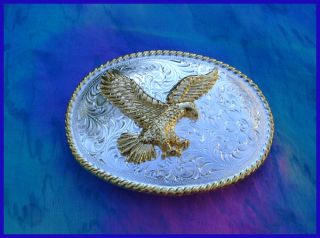 Western Rodeo Decor Raised Gold Eagle Bright Buckle