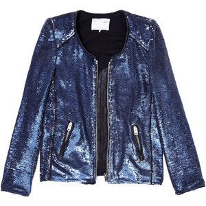 IRO Dylan Blue Sequin Leather Jacket small 1