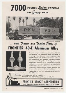  Pacific Freight Lines Tractor Trailer Frontier 40 E Aluminum Alloy Ad