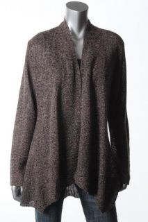 Eileen Fisher New Brown Long Sleeve Open Front Shaped Cardigan Sweater