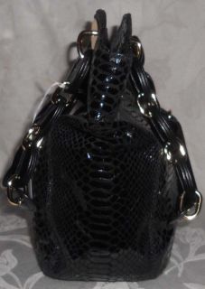 Michael Michael Kors Lily Python Embossed Patent Tote Black Handbag