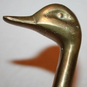 Vintage Duck Head Fireplace Chimney Damper Pull Solid Brass 9 Long