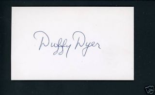Duffy Dyer 1969 Mets Pirates Signed 3 x 5 Index Card