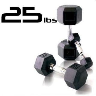 25lb Rubber Coated Hex Dumbbell