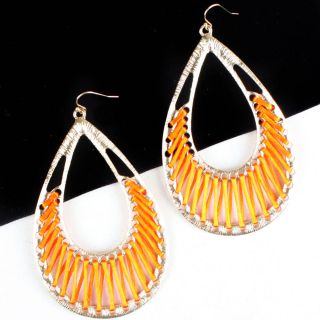  Summer Gold Orange Tear Drop Bohemian Dangle Women Earrings